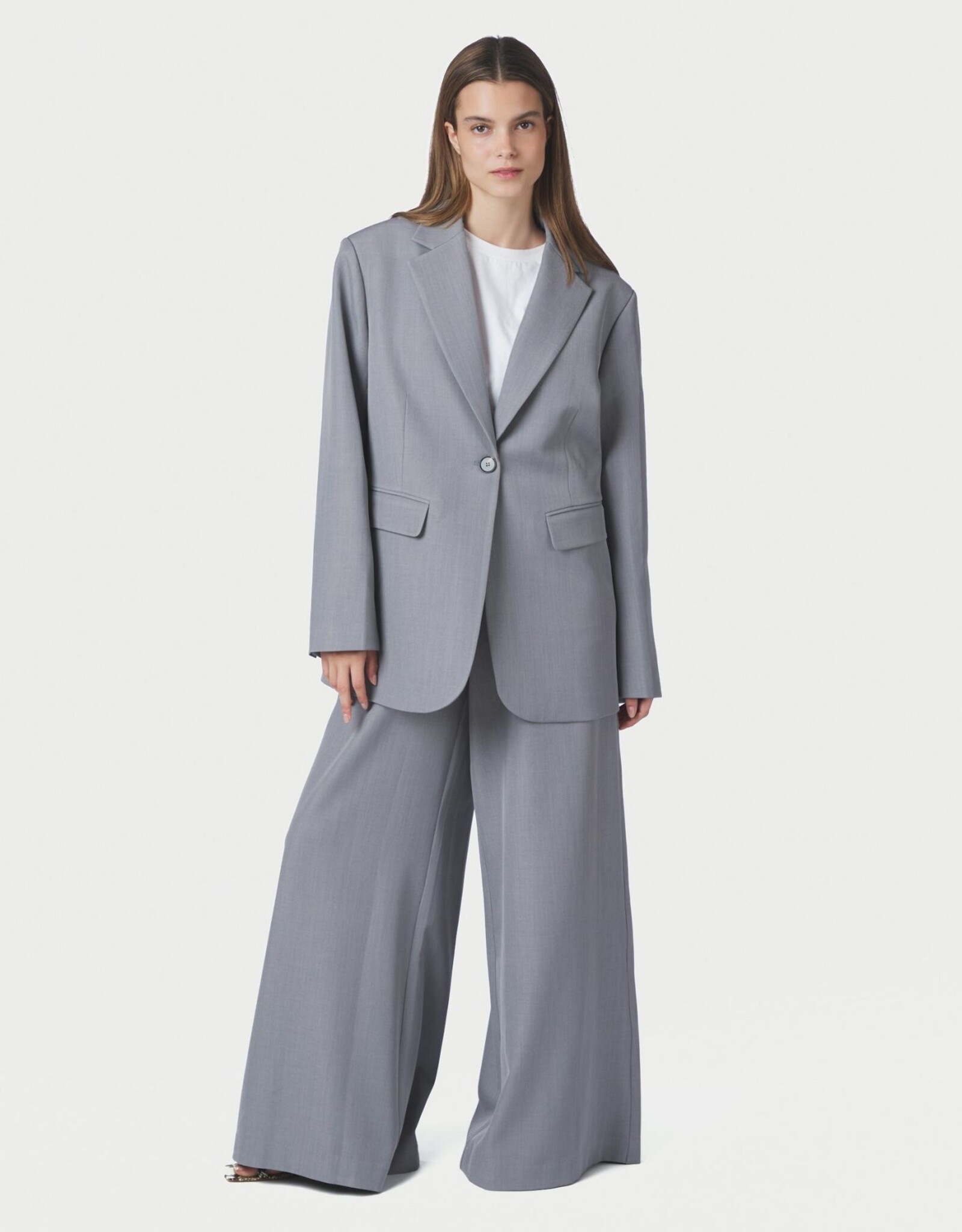 Broek Structure 'Janel' - Grey Melange - Neo Noir