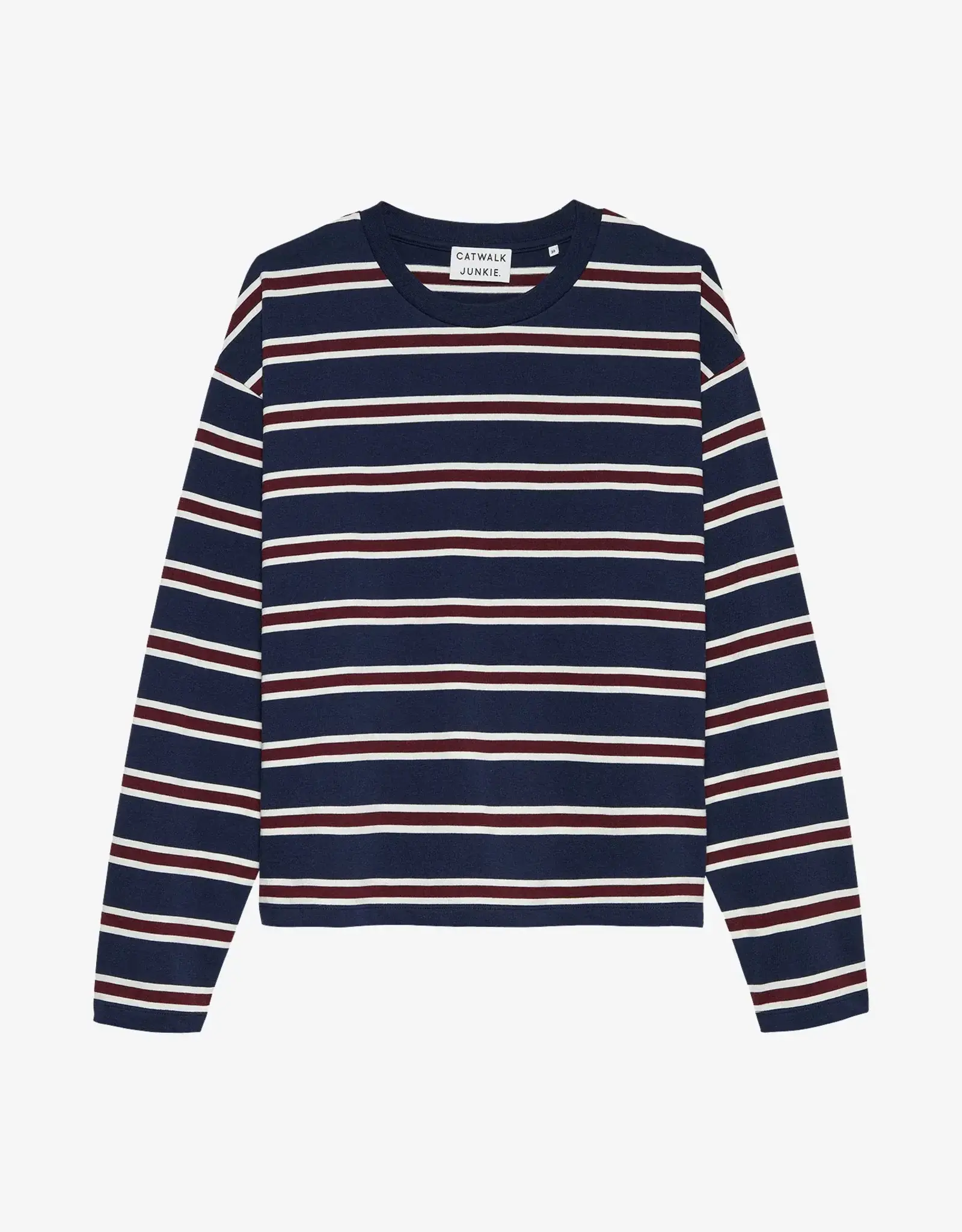 Catwalk Junkie T-Shirt Long Sleeve 'Striped' - Navy Blazer - Catwalk Junkie