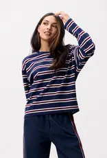 Catwalk Junkie T-Shirt Long Sleeve 'Striped' - Navy Blazer - Catwalk Junkie