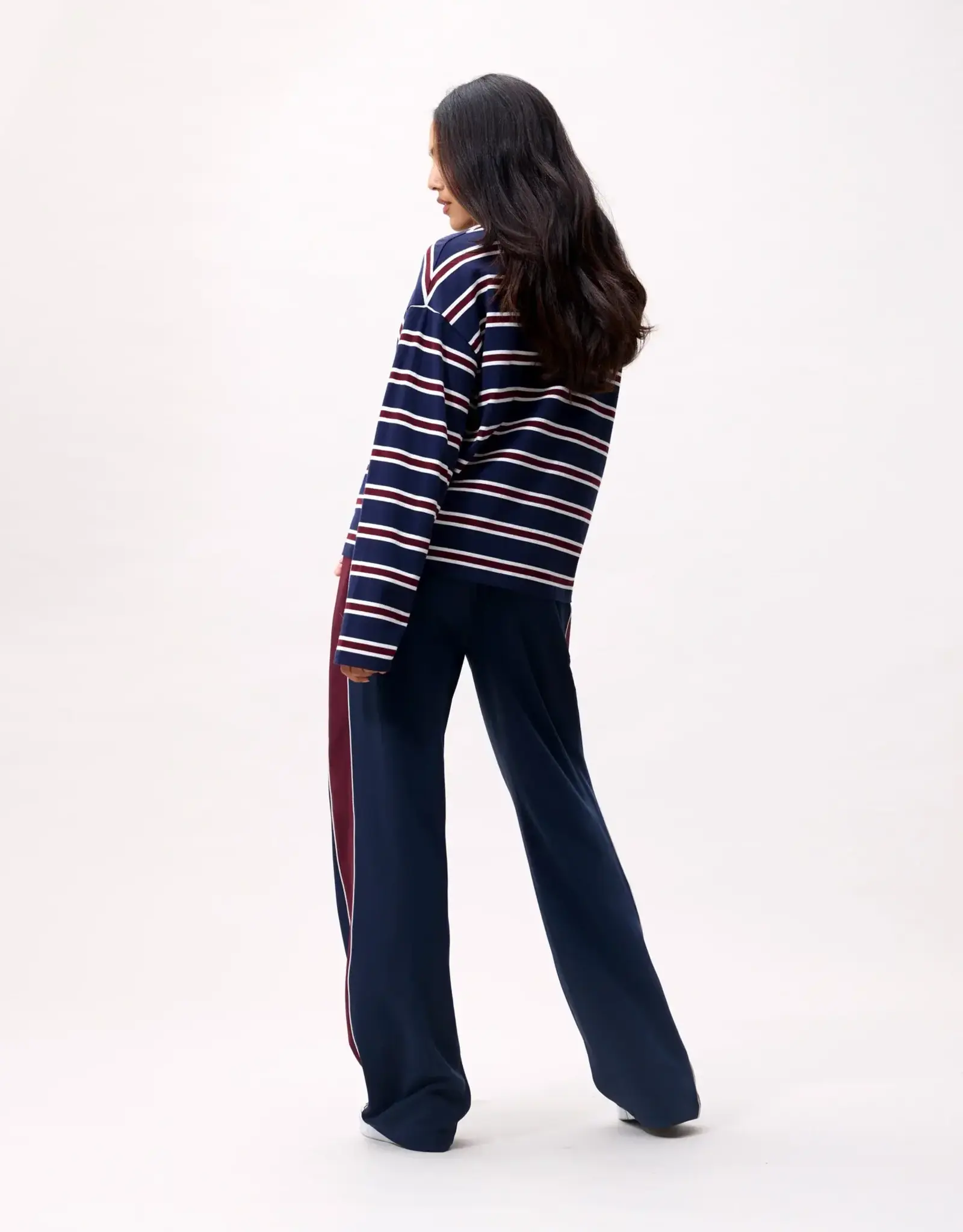 Catwalk Junkie T-Shirt Long Sleeve 'Striped' - Navy Blazer - Catwalk Junkie