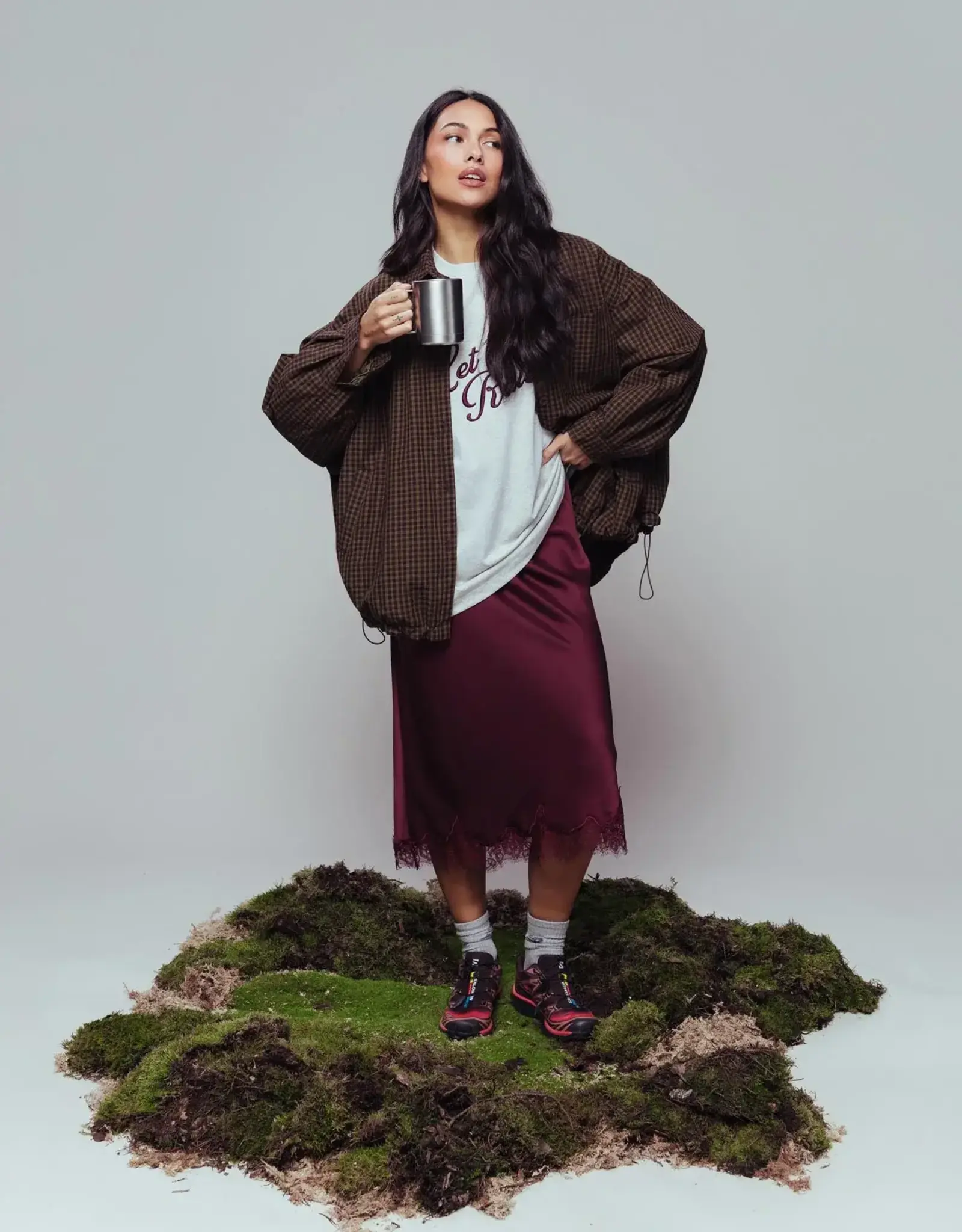 Catwalk Junkie Jacket Check 'Light Padded' - Mossy - Catwalk Junkie