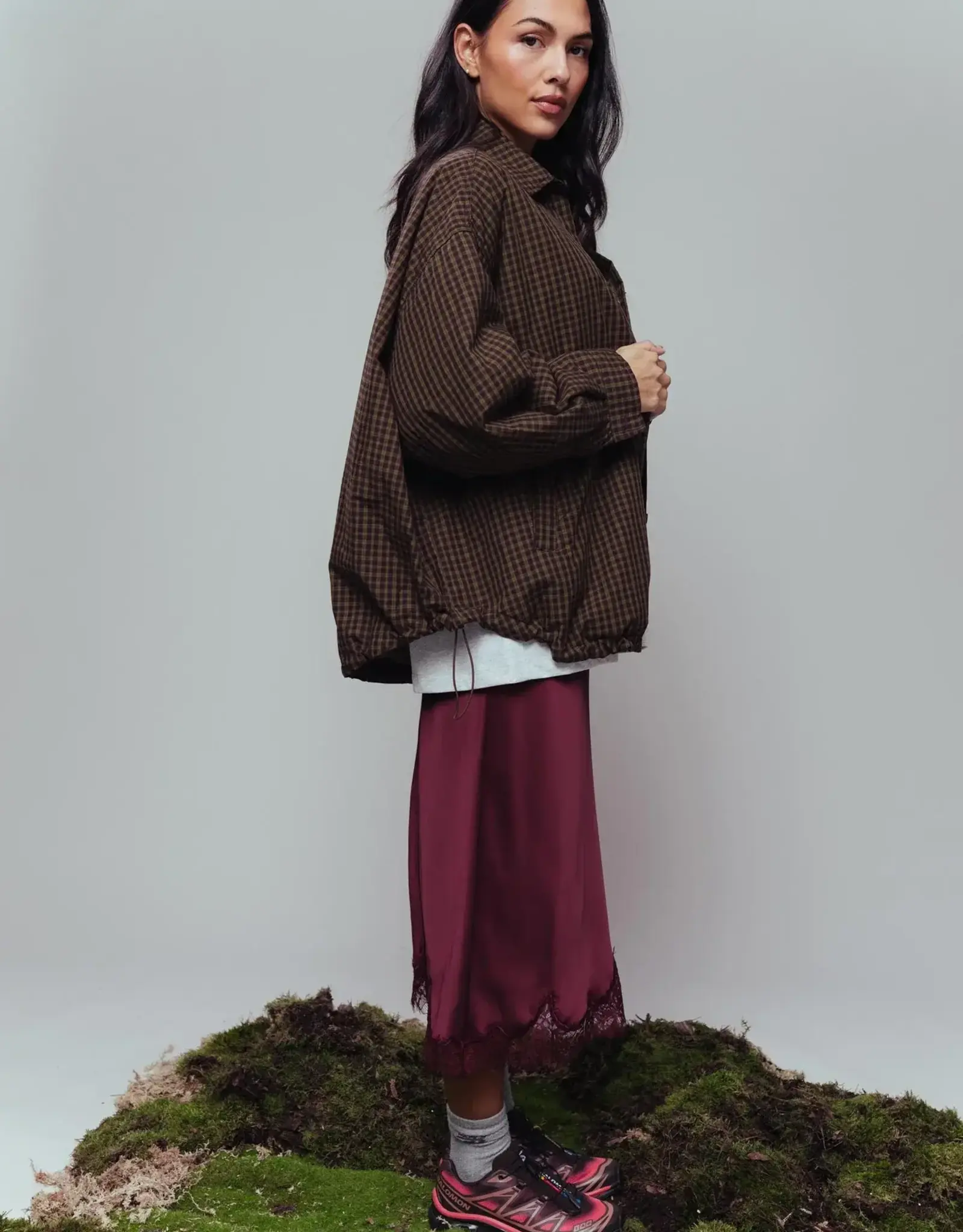 Catwalk Junkie Jacket Check 'Light Padded' - Mossy - Catwalk Junkie