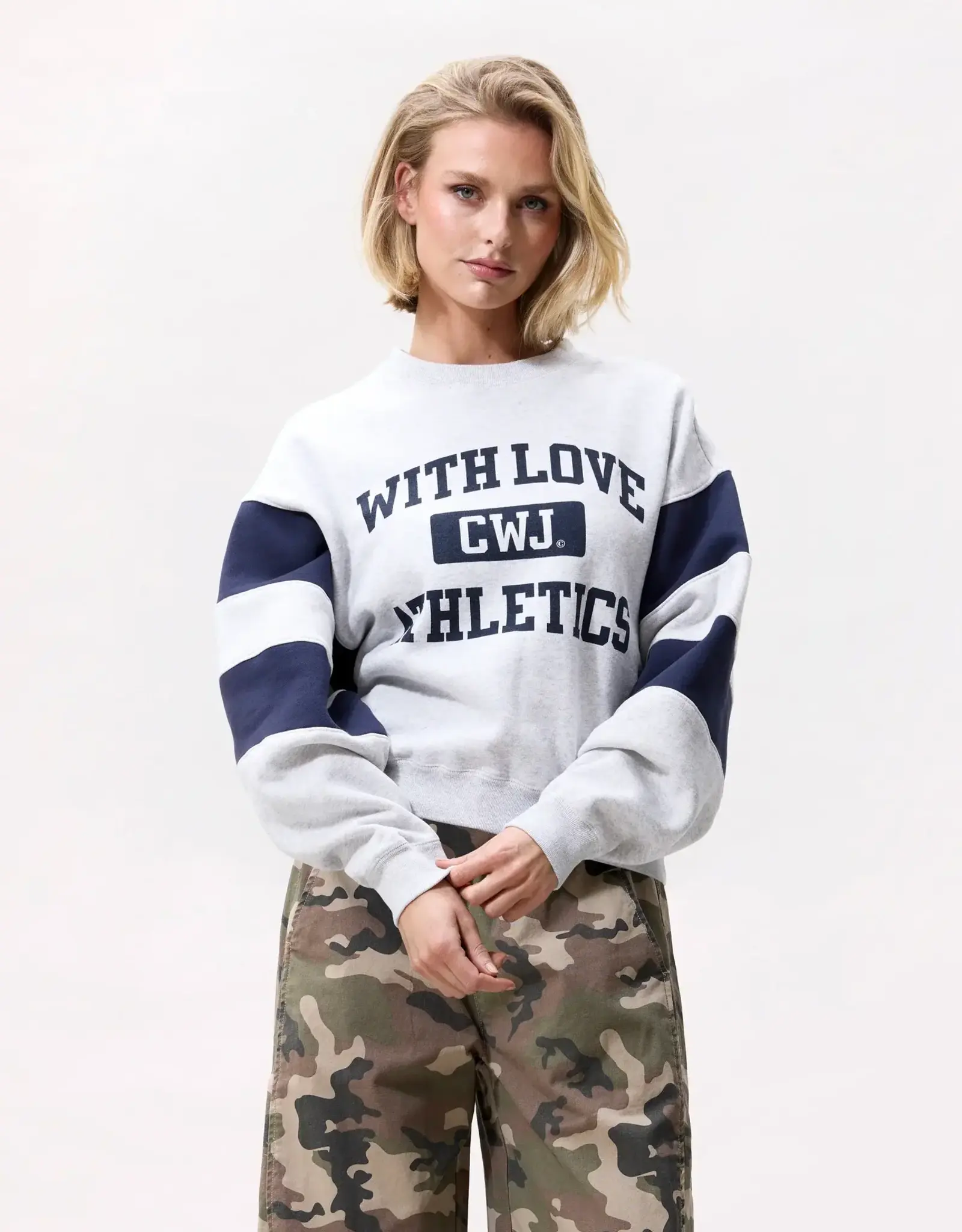 Catwalk Junkie Sweater 'Sporty Graphic' - Light Grey Melange - Catwalk Junkie