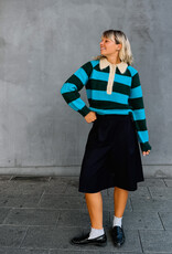 The Tiny Big Sister Pull Polo Striped 'Frank' - Bottle Green/Cyan - The Tiny Big Sister