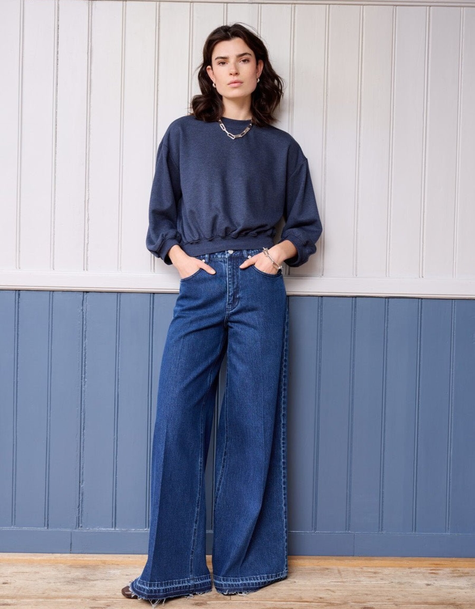 Another Label Jeans Wide Fringe 'Moore' - Stone Indigo - Another Label