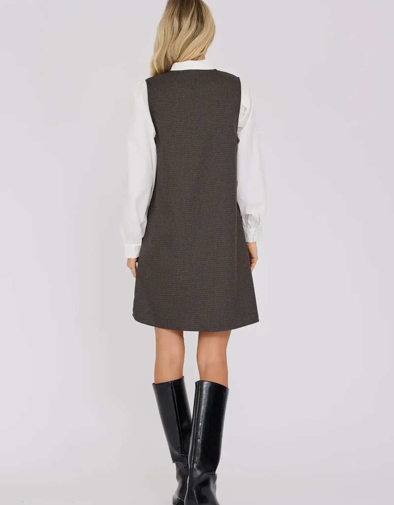 A view Jurk Check 'Juliette' - Black/Brown - A View