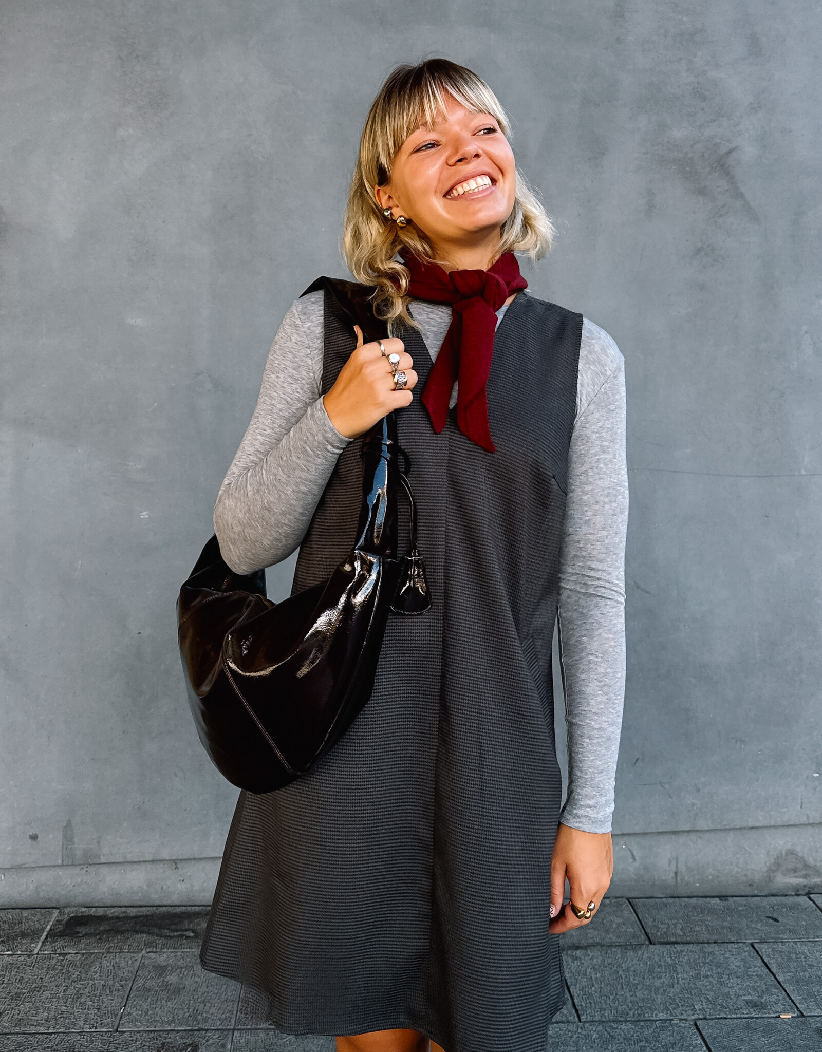 A view Jurk Check 'Juliette' - Black/Brown - A View