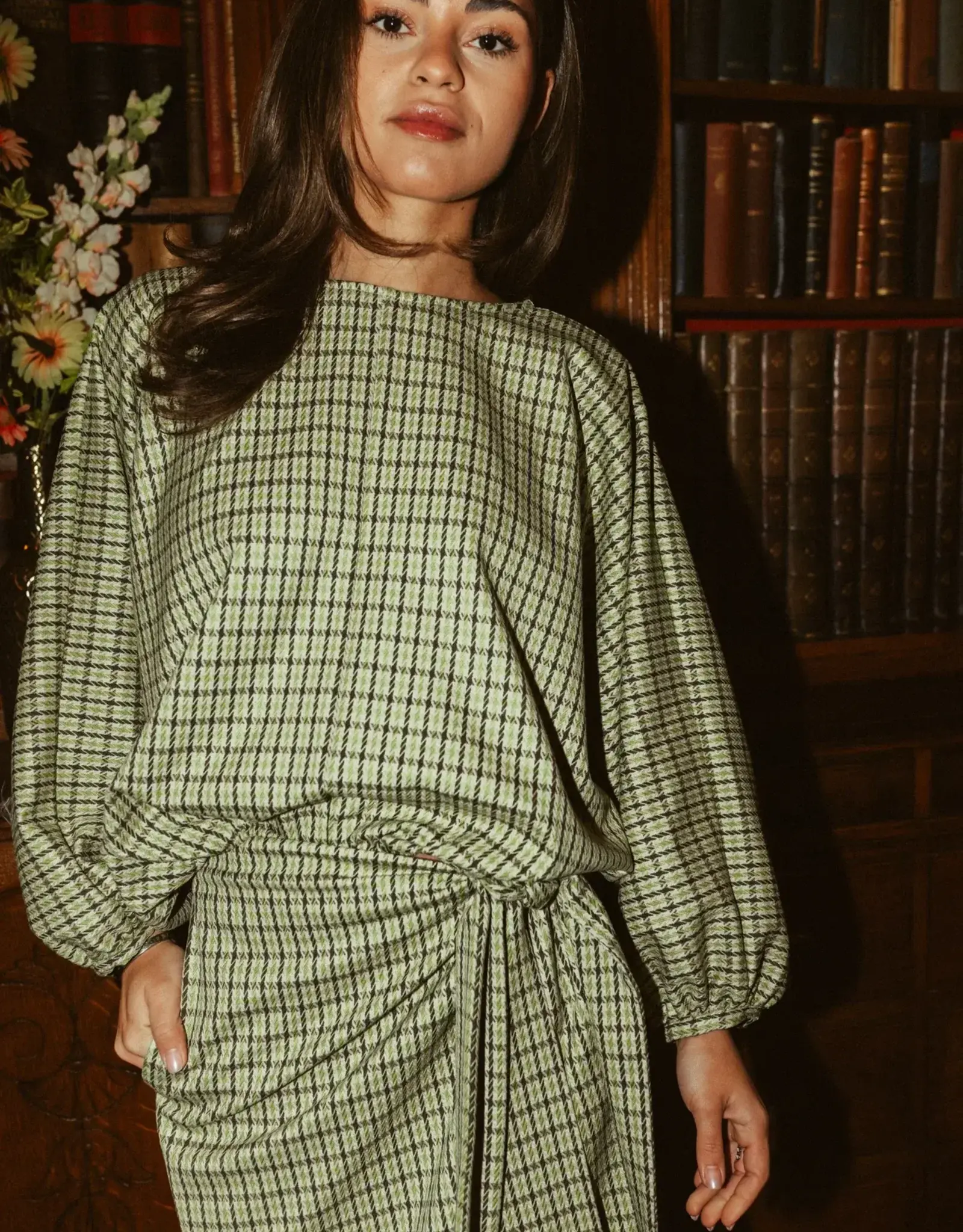 Monré Blouse 'Zoë' - Green Square - Monré