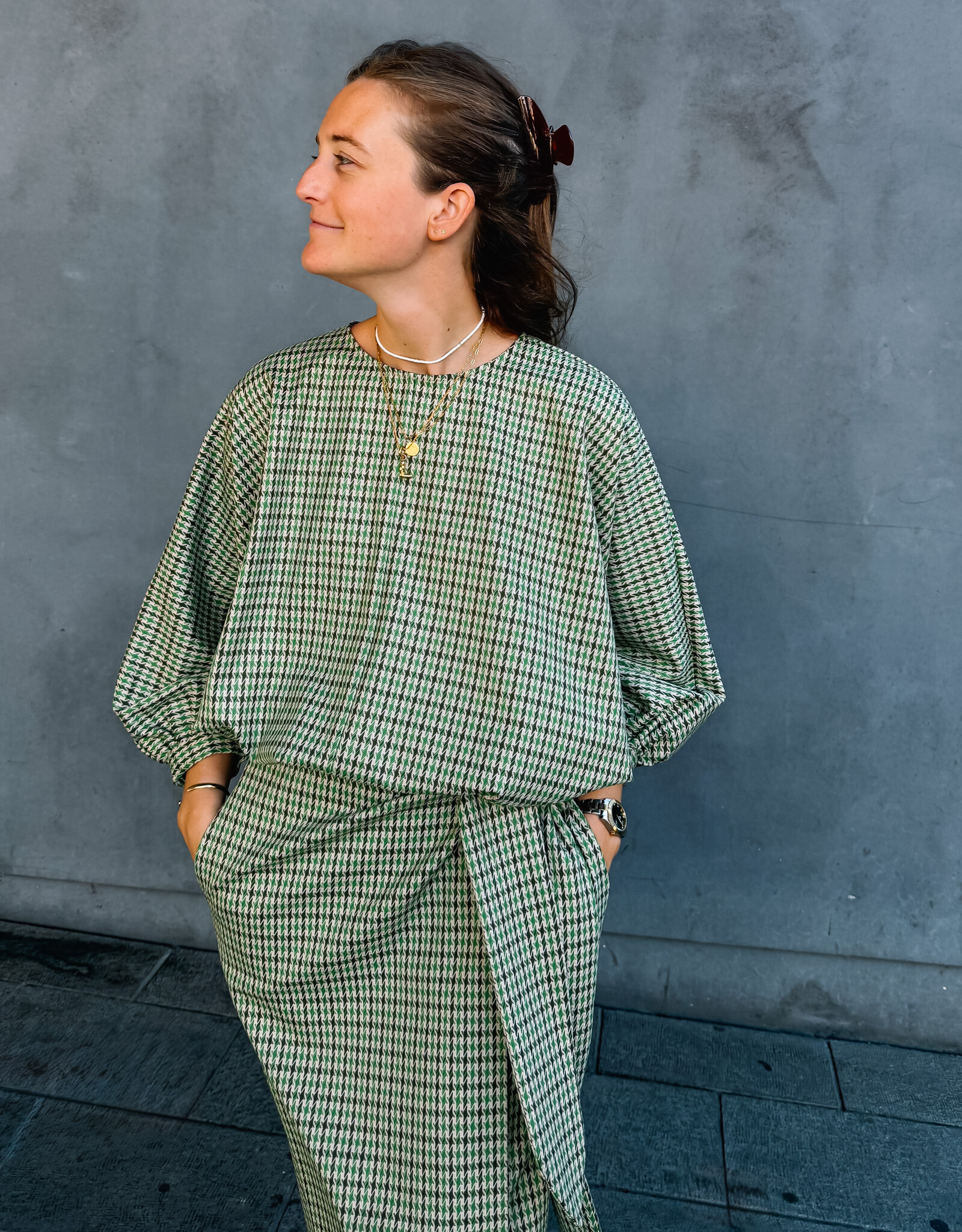 Monré Blouse 'Zoë' - Green Square - Monré