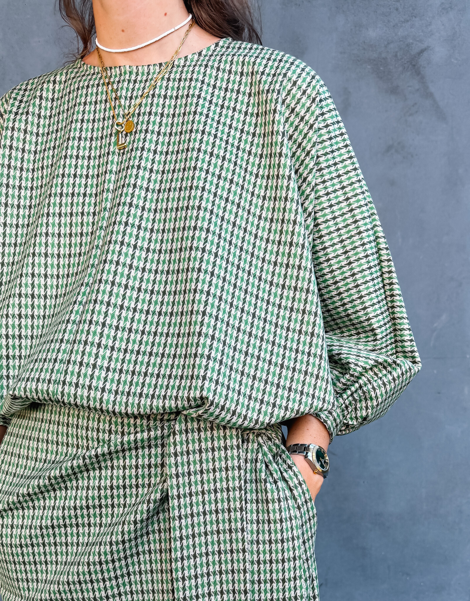 Monré Blouse 'Zoë' - Green Square - Monré