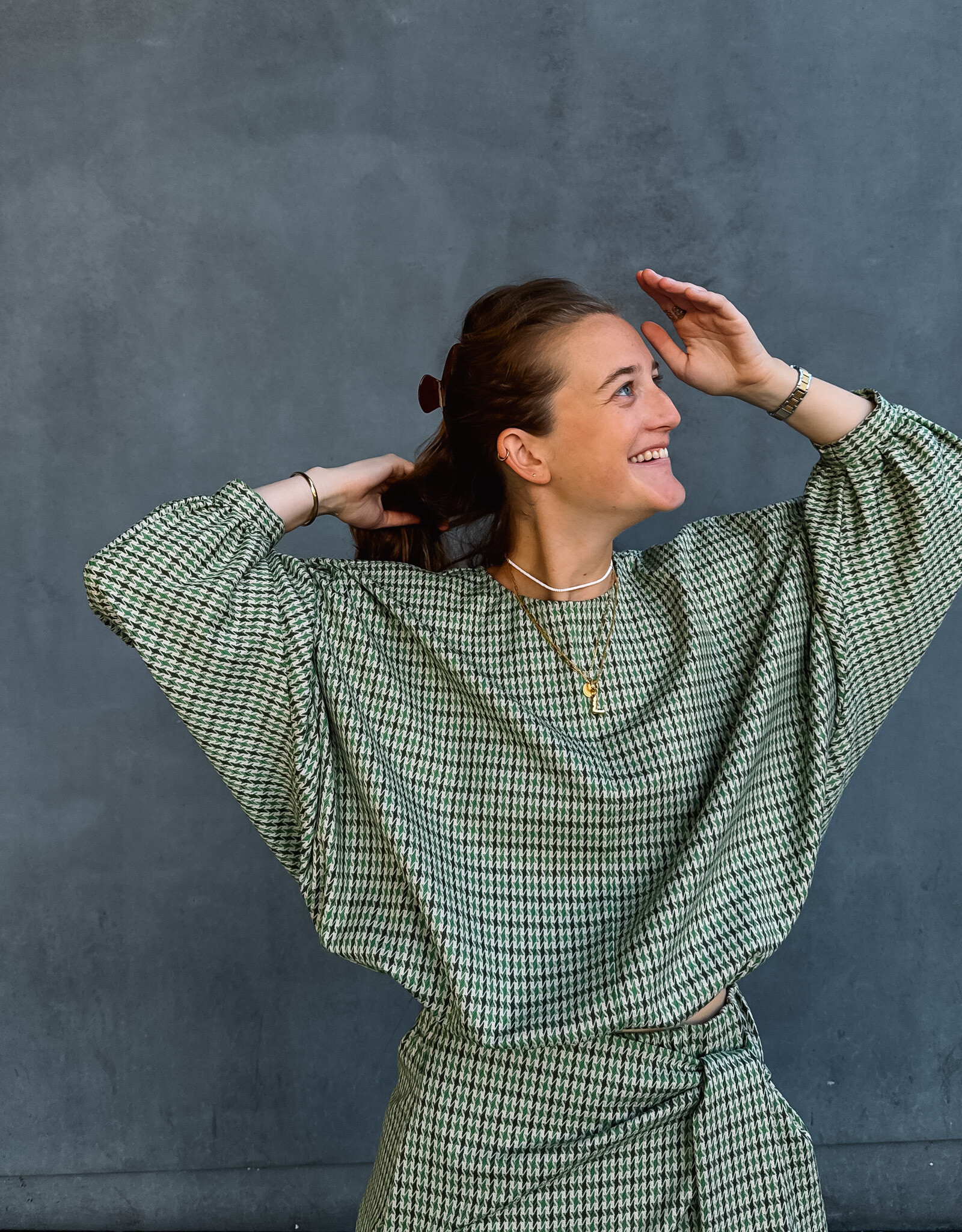 Monré Blouse 'Zoë' - Green Square - Monré