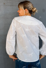 The Tiny Big Sister Blouse  'Horses Buttoned' - Off White - The Tiny Big Sister