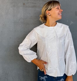 The Tiny Big Sister Blouse  'Horses Buttoned' - Off White - The Tiny Big Sister