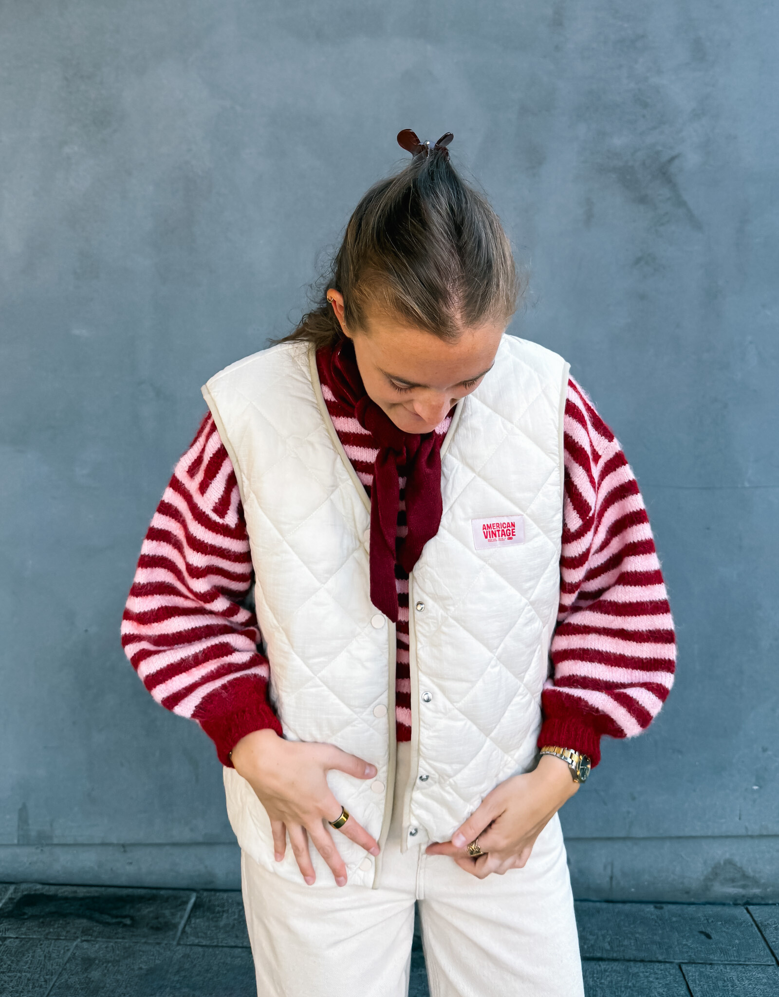 American Vintage Bodywarmer 'Yupibam' - Creme - Yup16B -  American Vintage