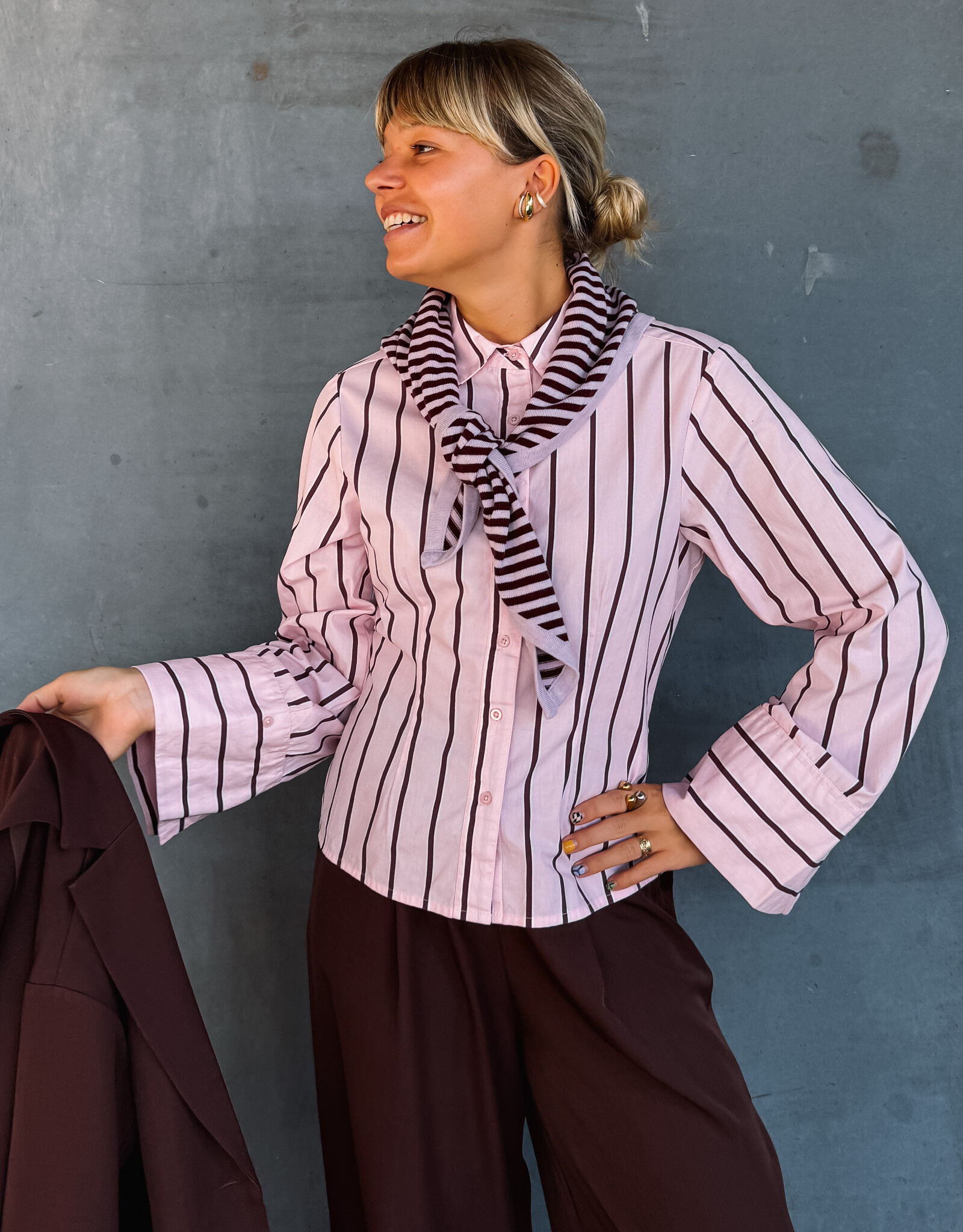 Blouse Wide Stripe 'Rosa' - Light Pink - Neo Noir