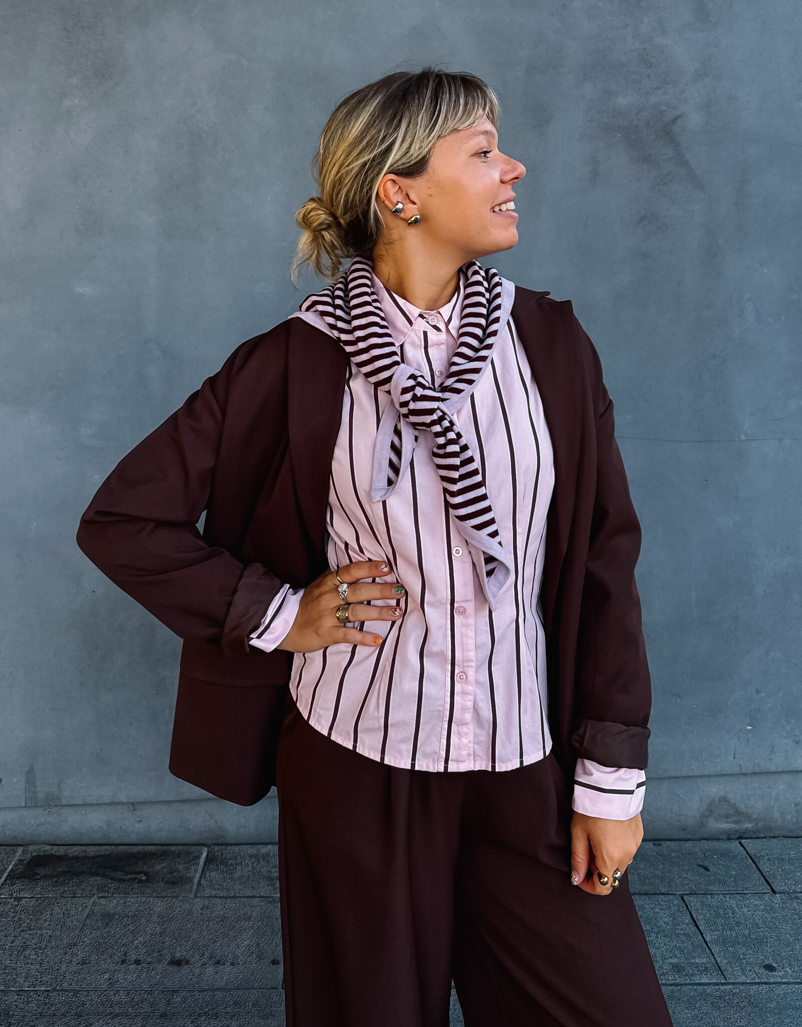 Blouse Wide Stripe 'Rosa' - Light Pink - Neo Noir