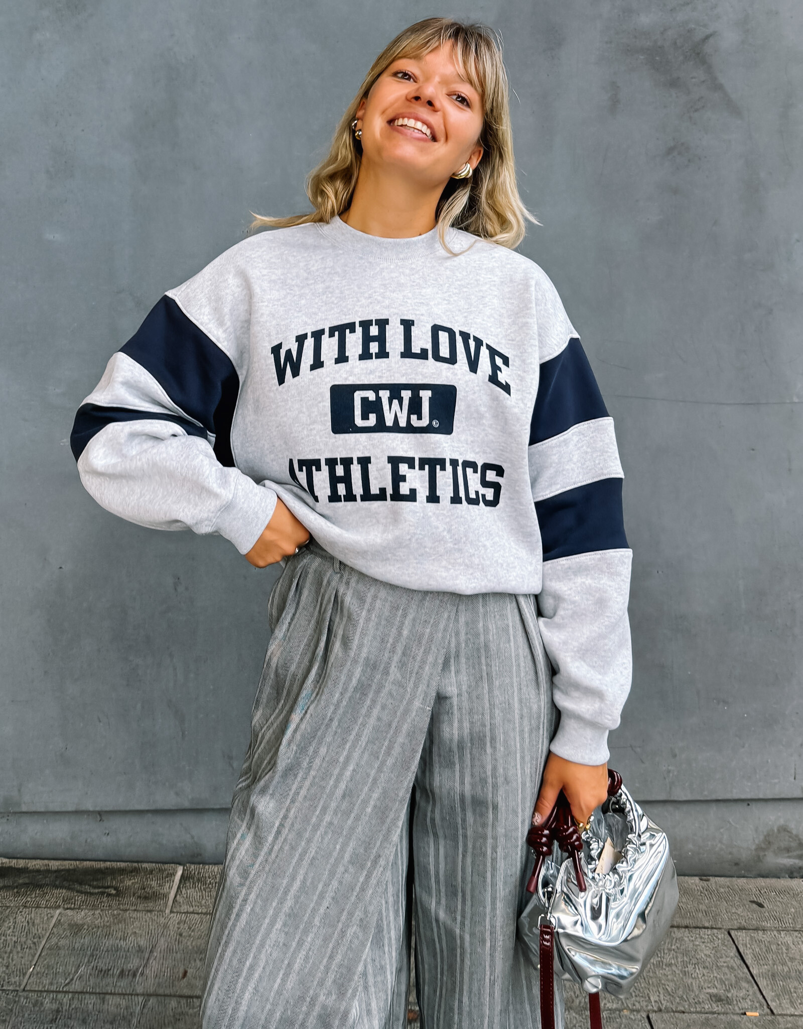 Catwalk Junkie Sweater 'Sporty Graphic' - Light Grey Melange - Catwalk Junkie