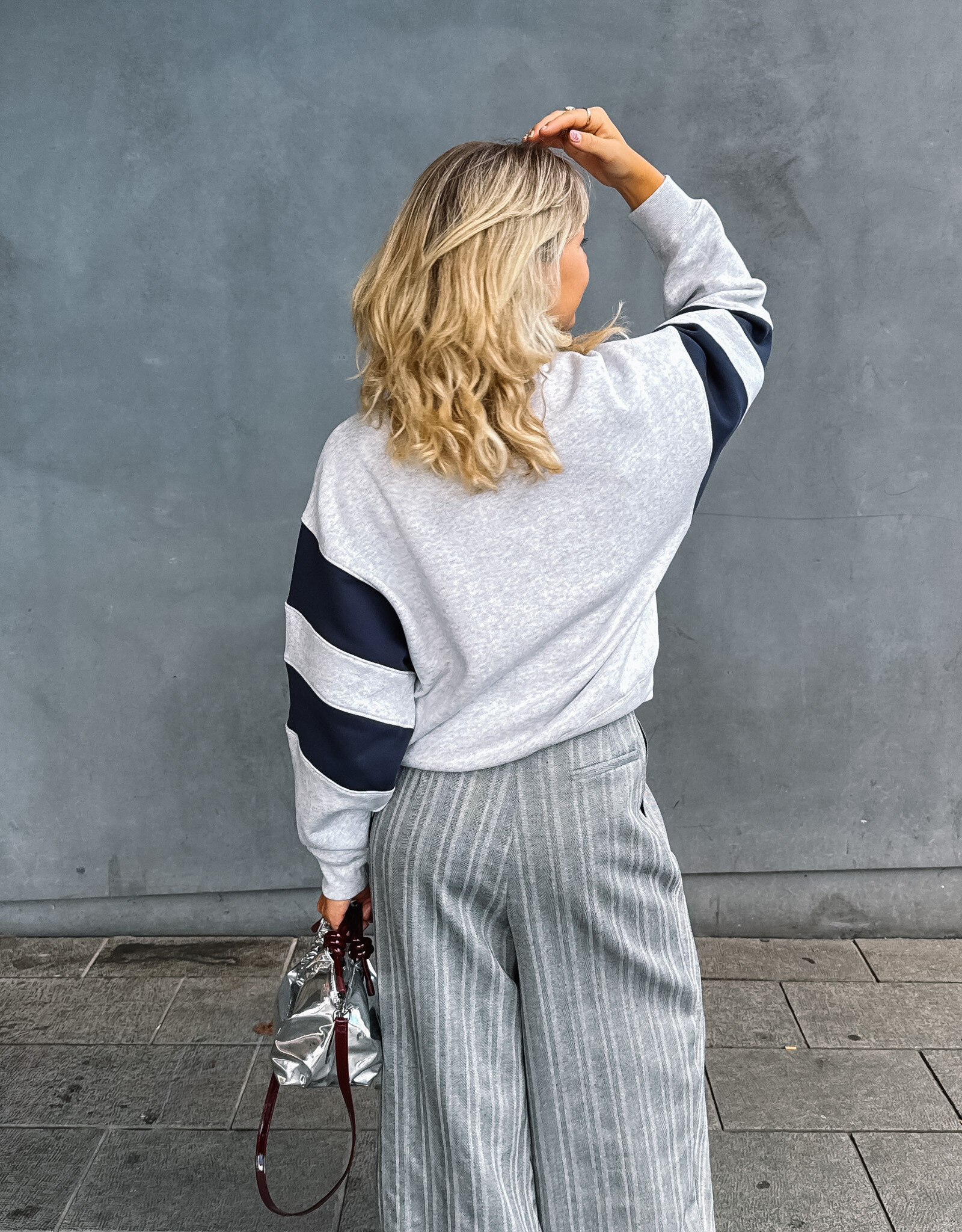 Catwalk Junkie Sweater 'Sporty Graphic' - Light Grey Melange - Catwalk Junkie