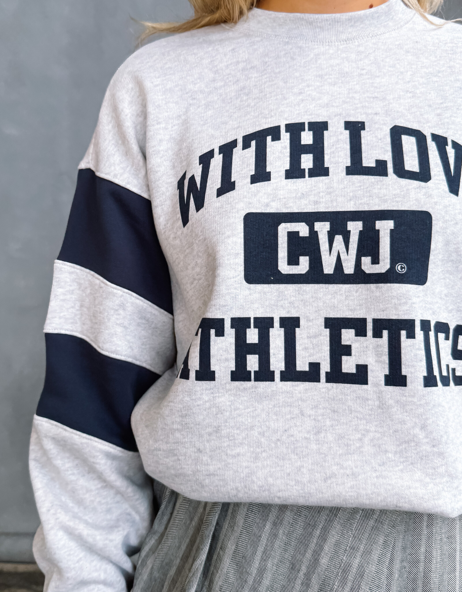 Catwalk Junkie Sweater 'Sporty Graphic' - Light Grey Melange - Catwalk Junkie
