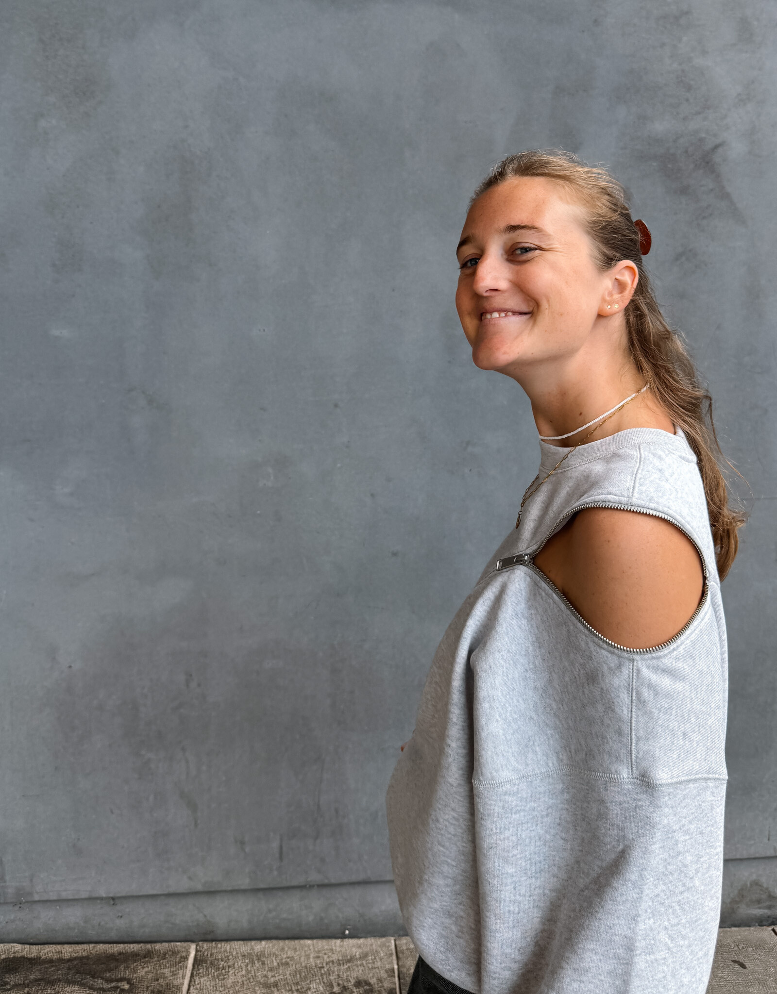 Catwalk Junkie Sweater 'Zipper' - Light Grey Melange - Catwalk Junkie