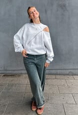 Catwalk Junkie Sweater 'Zipper' - Light Grey Melange - Catwalk Junkie