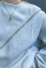 Catwalk Junkie Sweater 'Zipper' - Light Grey Melange - Catwalk Junkie