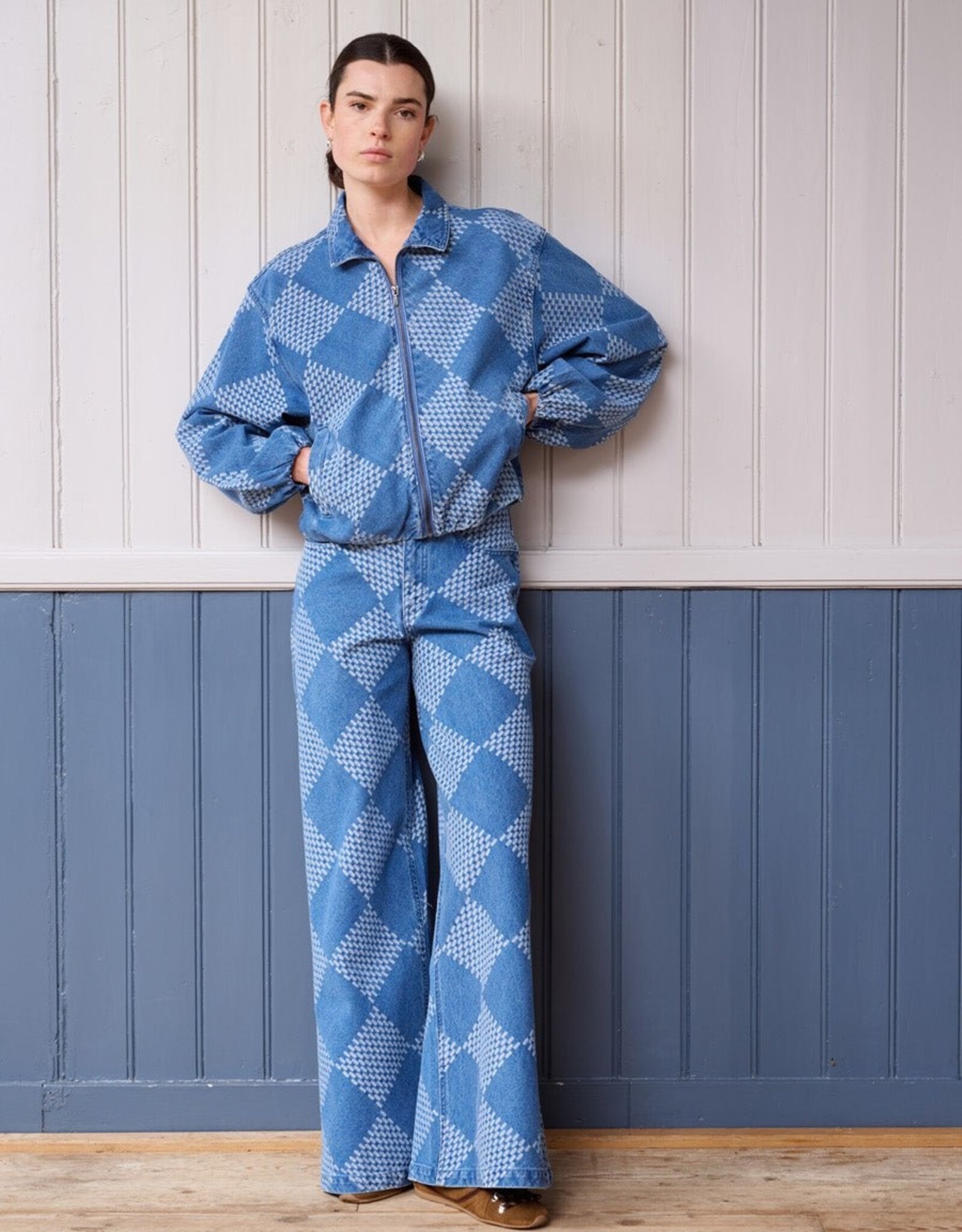 Another Label Jeans Wide Check 'Moore Denim' - Two Tones Blue Denim - Another Label