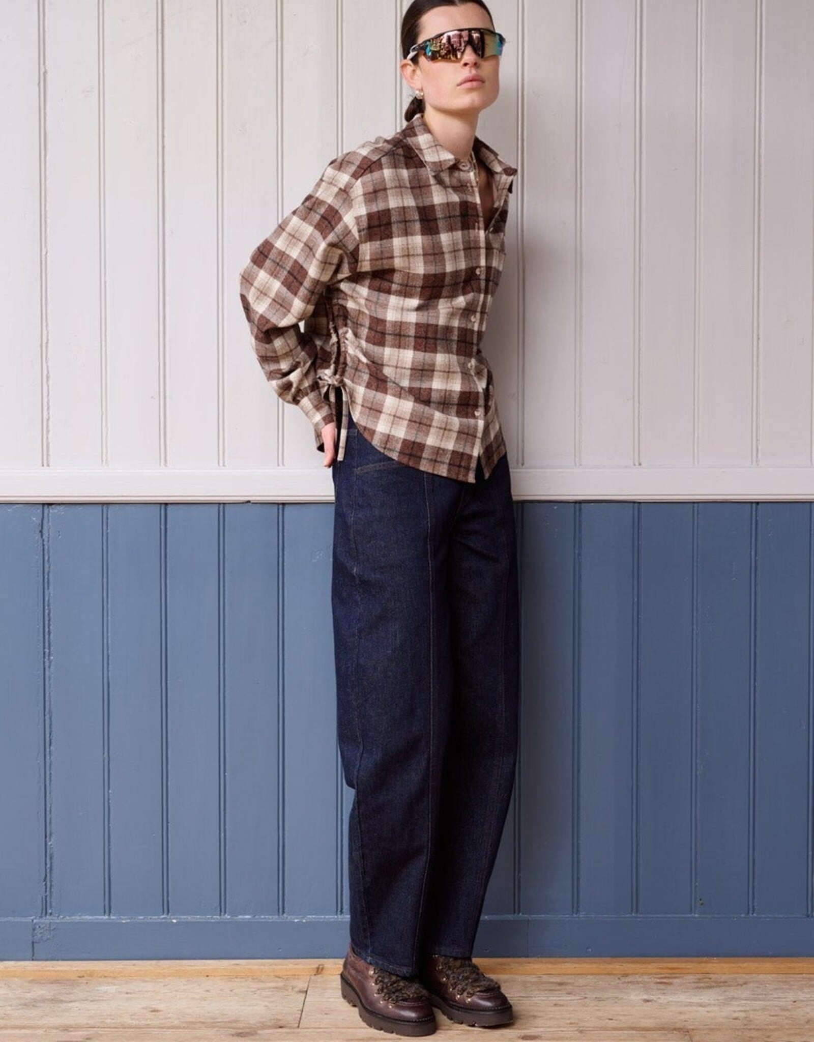 Another Label Blouse Check 'Adrienne' - Ginger Check - Another-Label