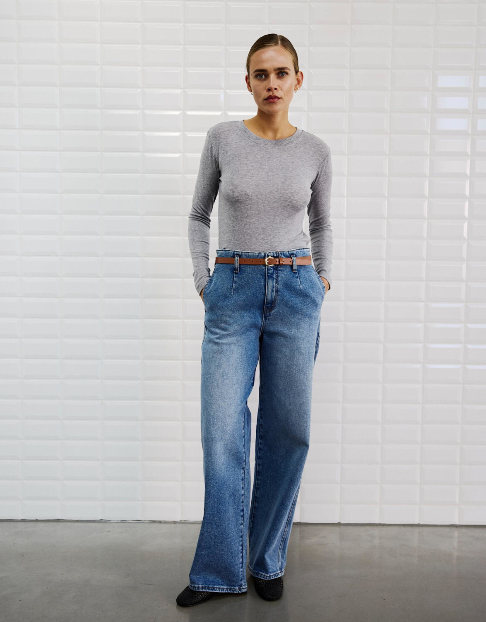 Withblack T-Shirt Long Sleeve 'Josefine' - Grey Melange - Withblack