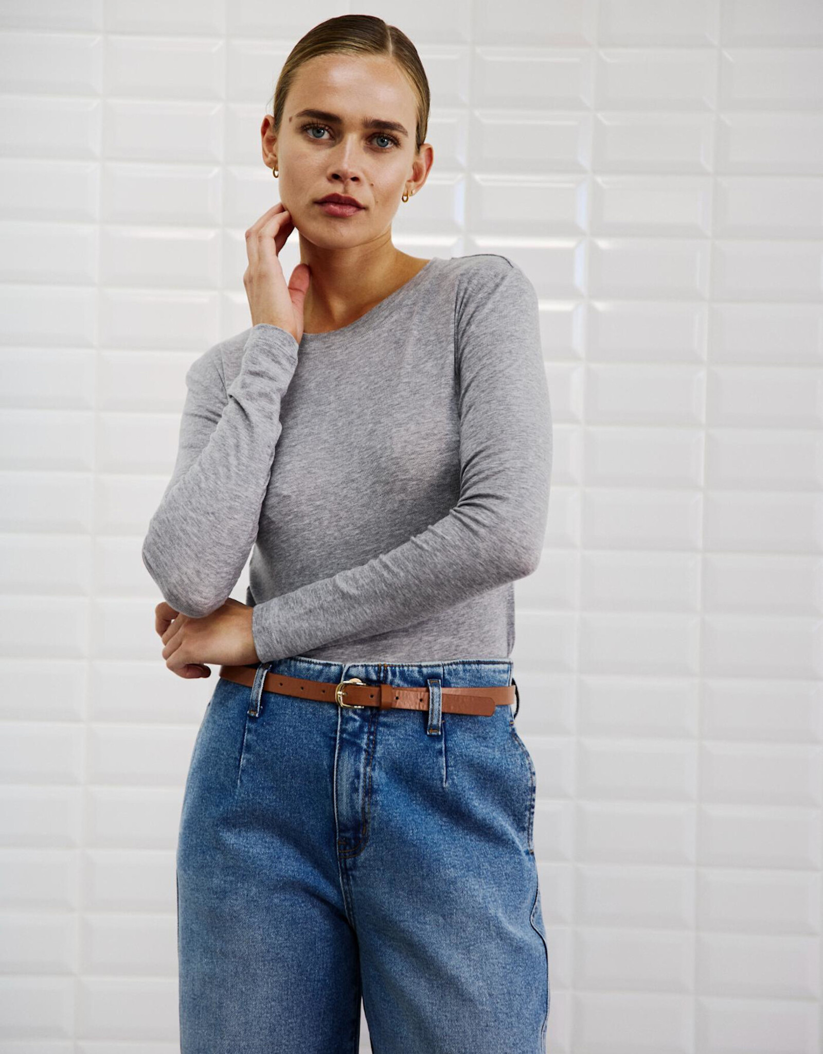 Withblack T-Shirt Long Sleeve 'Josefine' - Grey Melange - Withblack