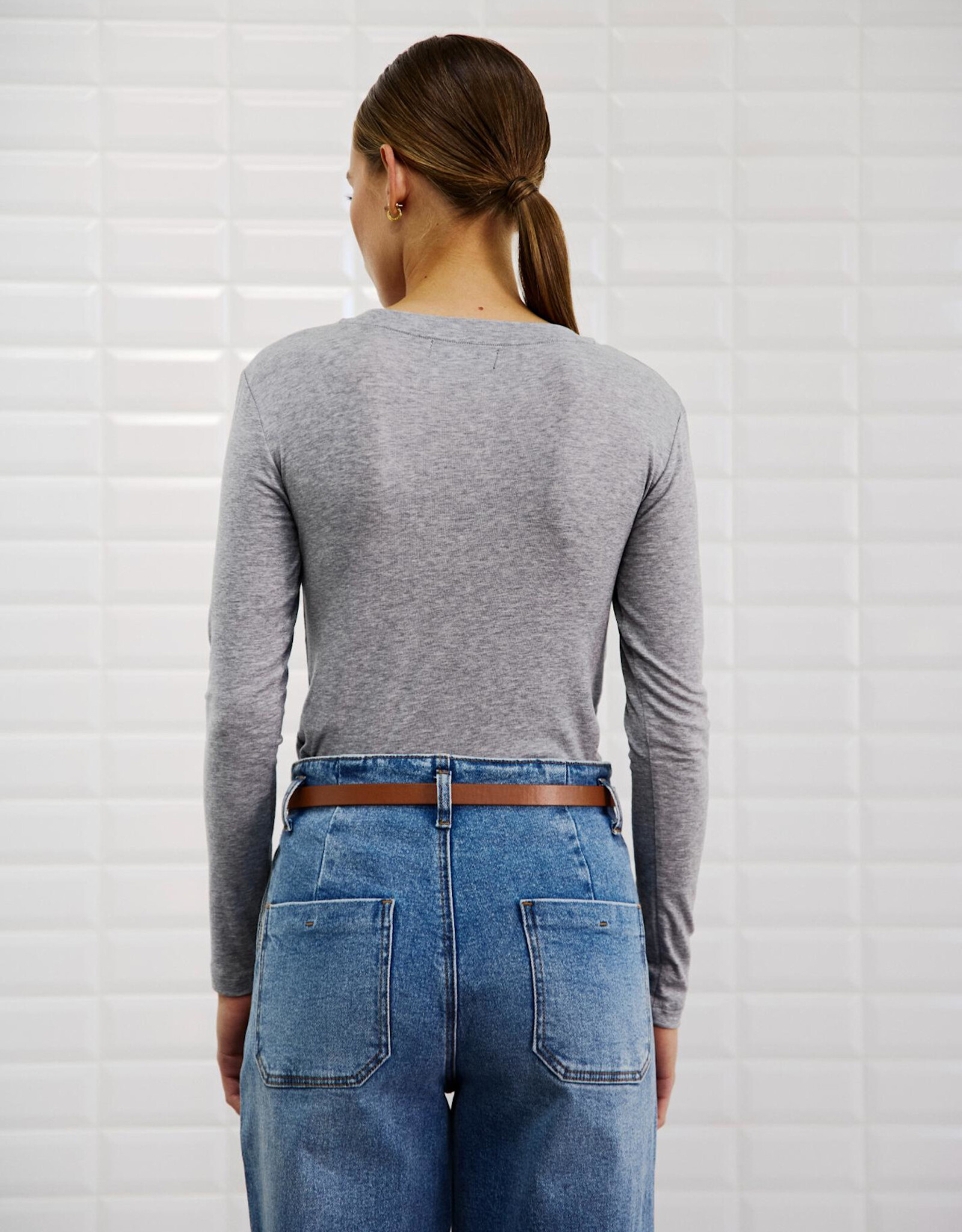 Withblack T-Shirt Long Sleeve 'Josefine' - Grey Melange - Withblack