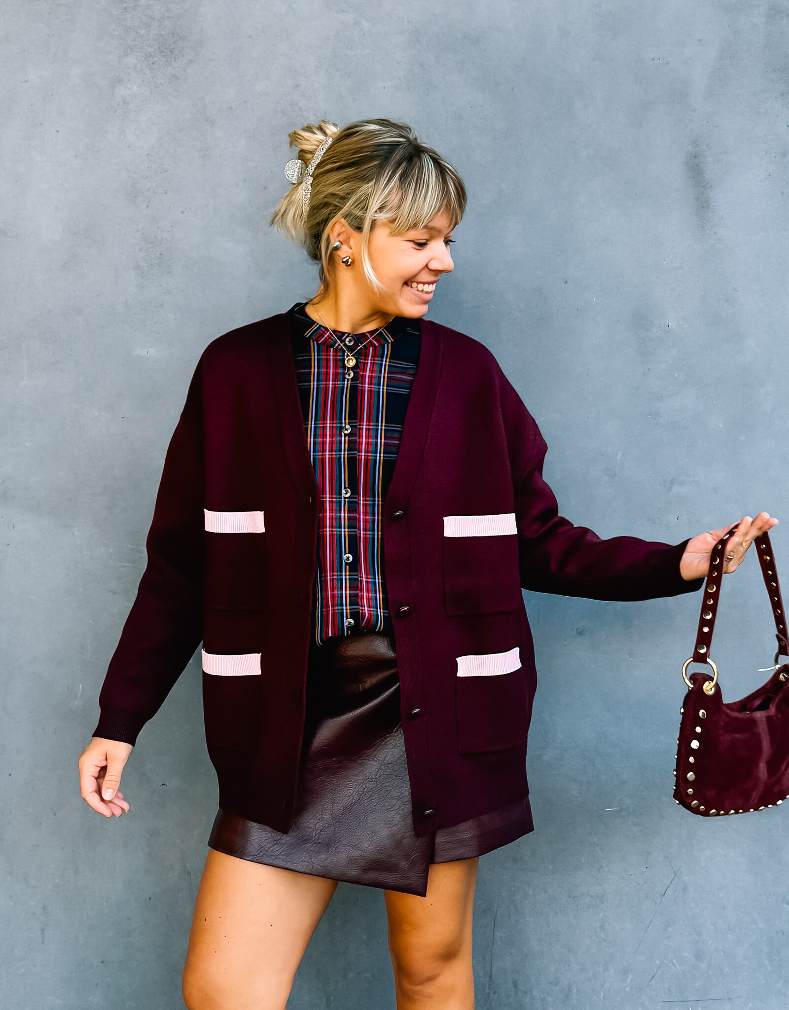 Studio Amaya Cardigan 'Veya' - Bordeaux - Studio Amaya