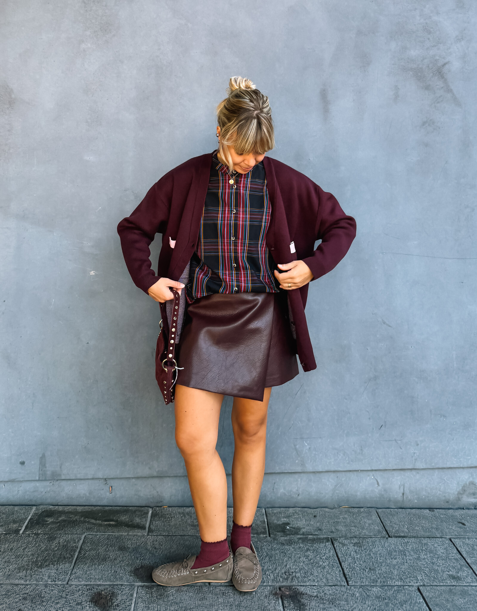 Skort Faux Leather 'Elayne' - Bordeaux - Neo Noir