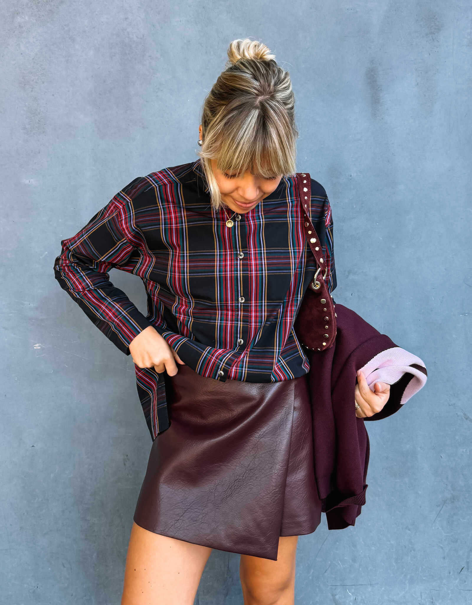 Skort Faux Leather 'Elayne' - Bordeaux - Neo Noir