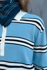 The Tiny Big Sister Pull Polo 'Stripes' - Denim Blue - The Tiny Big Sister