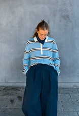 The Tiny Big Sister Pull Polo 'Stripes' - Denim Blue - The Tiny Big Sister