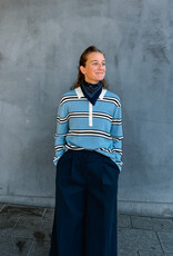 The Tiny Big Sister Pull Polo 'Stripes' - Denim Blue - The Tiny Big Sister