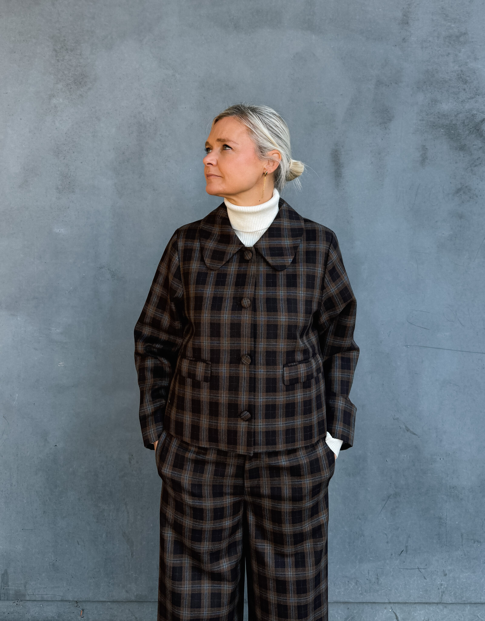 The Tiny Big Sister Jacket 'Check' - Umber - The Tiny Big Sister
