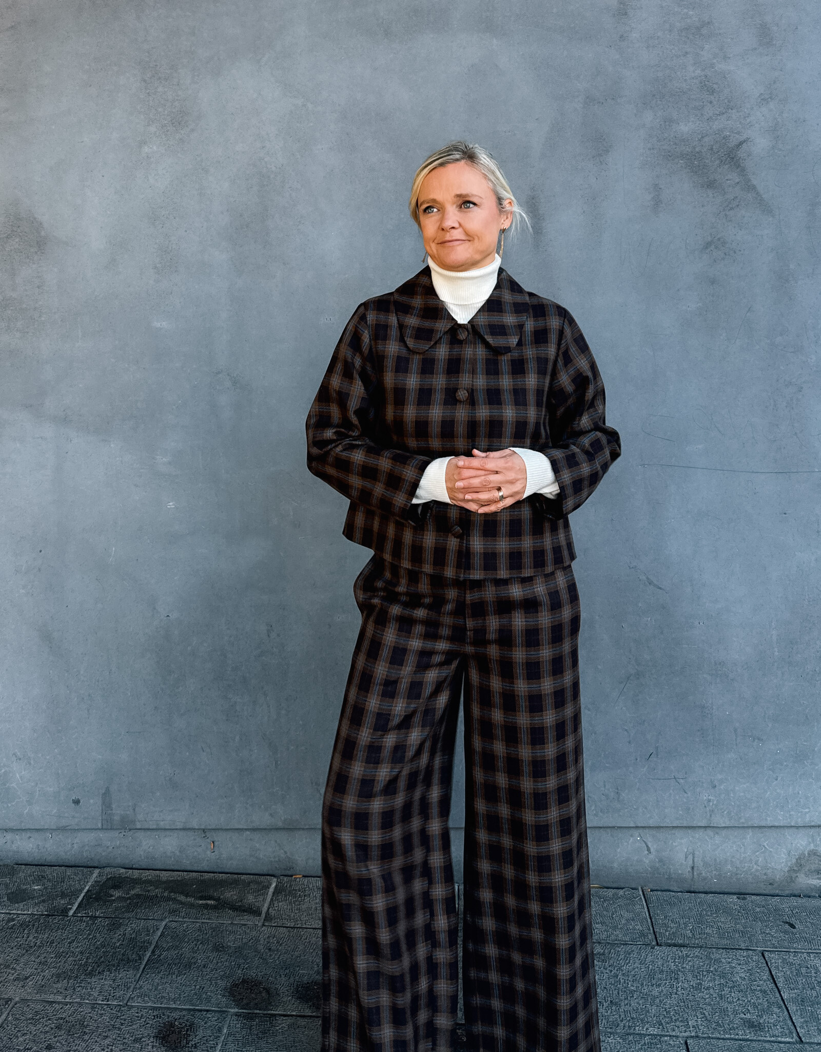 The Tiny Big Sister Jacket 'Check' - Umber - The Tiny Big Sister