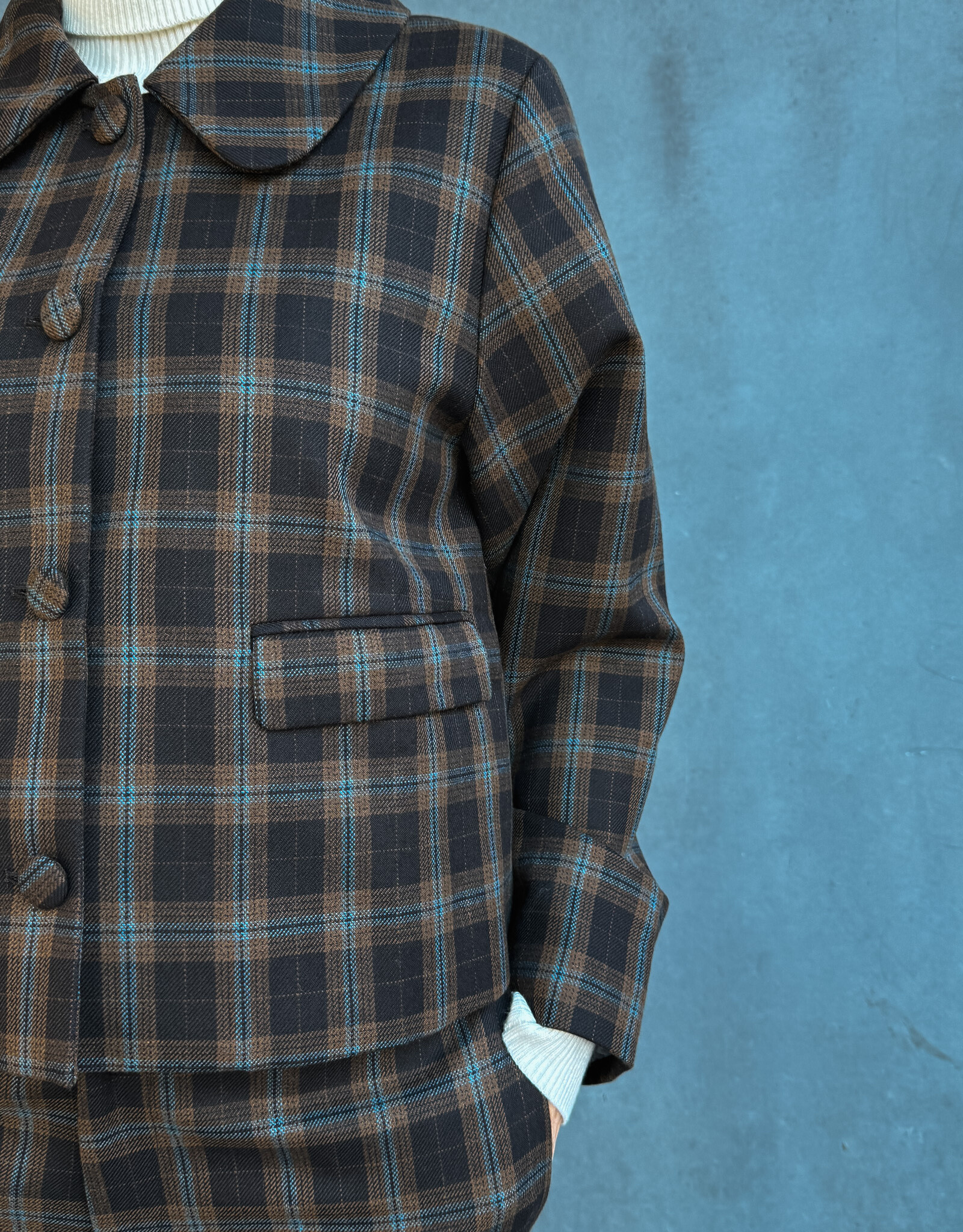 The Tiny Big Sister Jacket 'Check' - Umber - The Tiny Big Sister