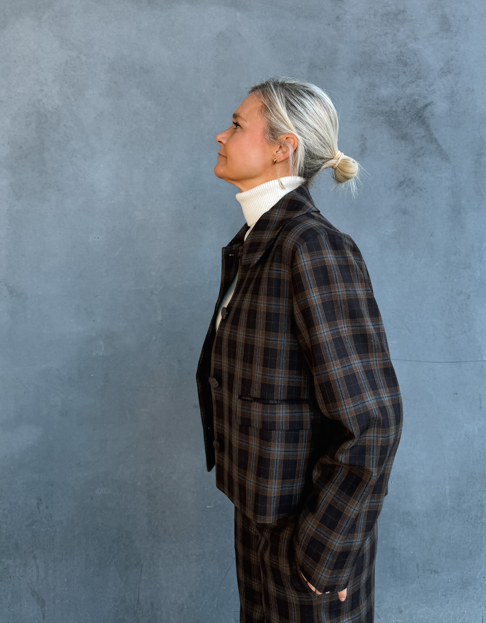 The Tiny Big Sister Jacket 'Check' - Umber - The Tiny Big Sister