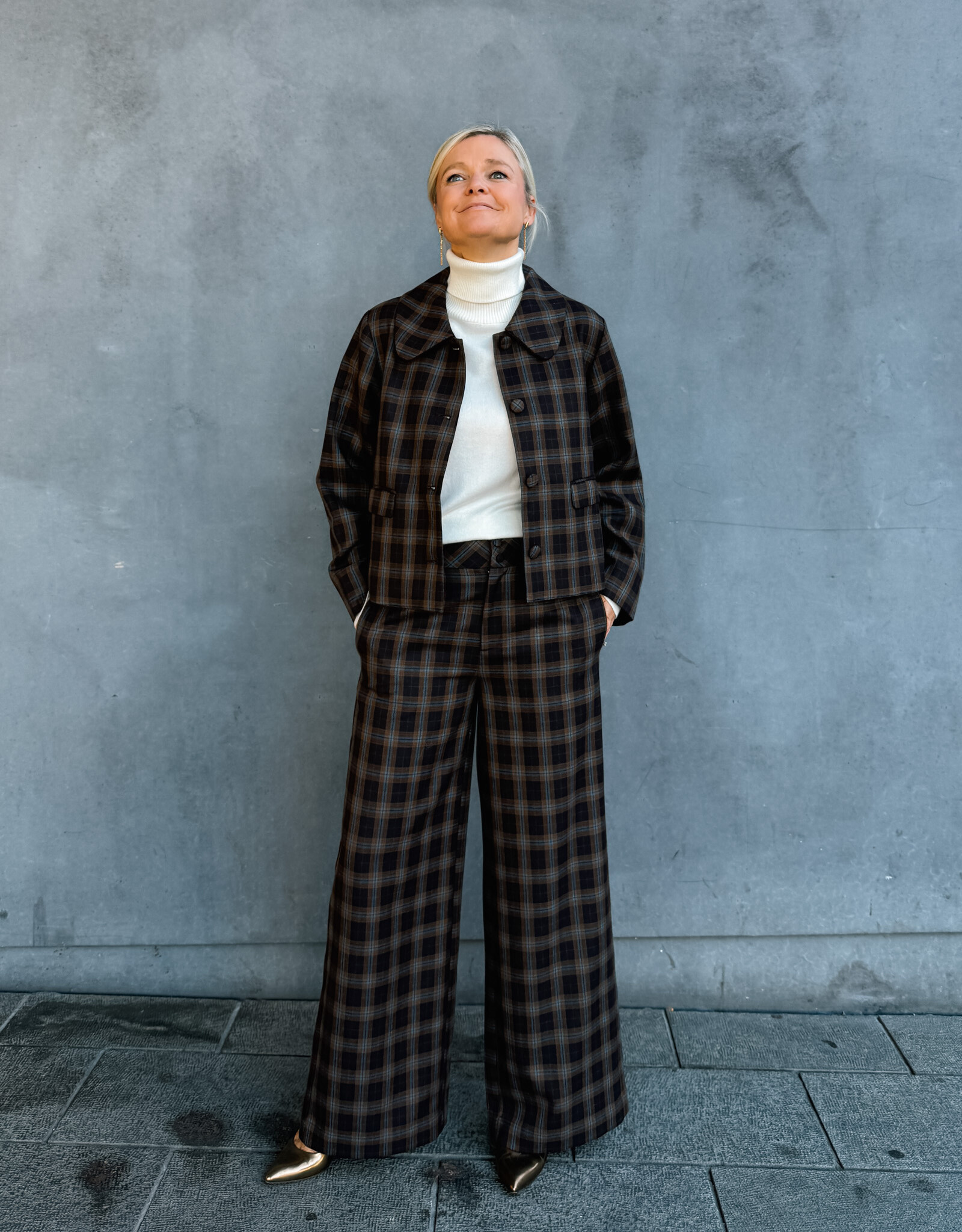 The Tiny Big Sister Broek 'Check' - Umber - The Tiny Big Sister