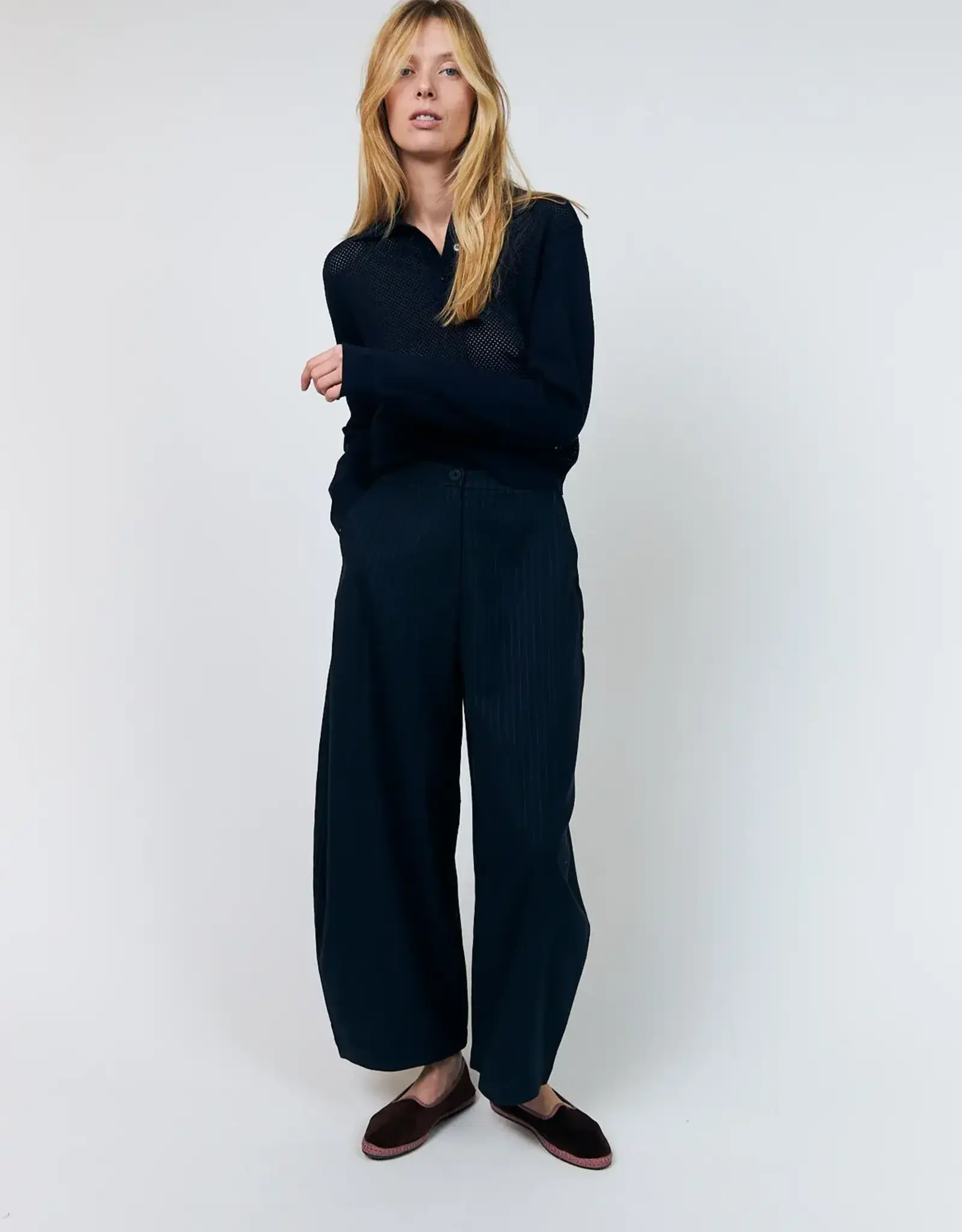 Lollys Laundry Polo Knit 'Opal' - Dark Blue - Lollys Laundry