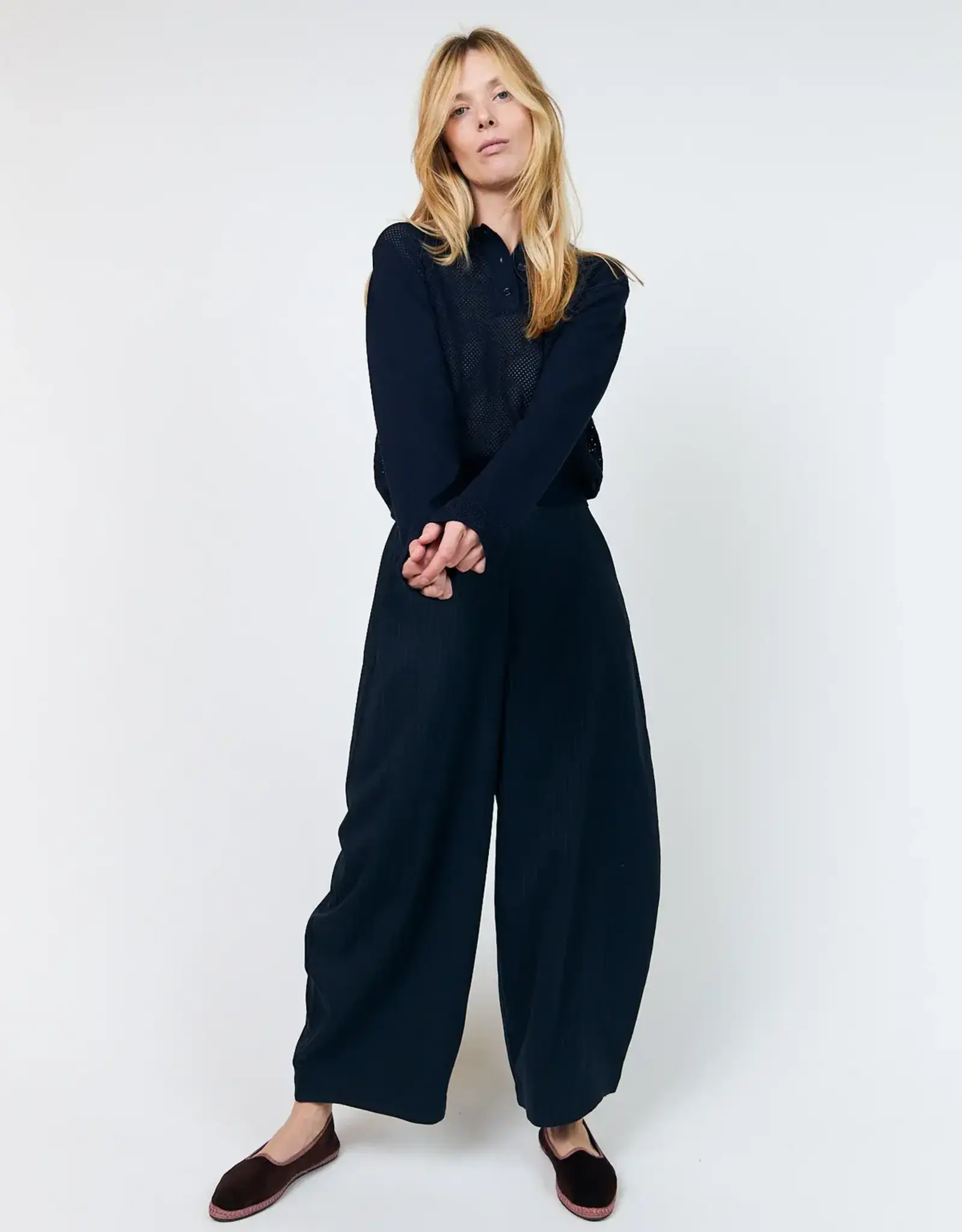 Lollys Laundry Polo Knit 'Opal' - Dark Blue - Lollys Laundry