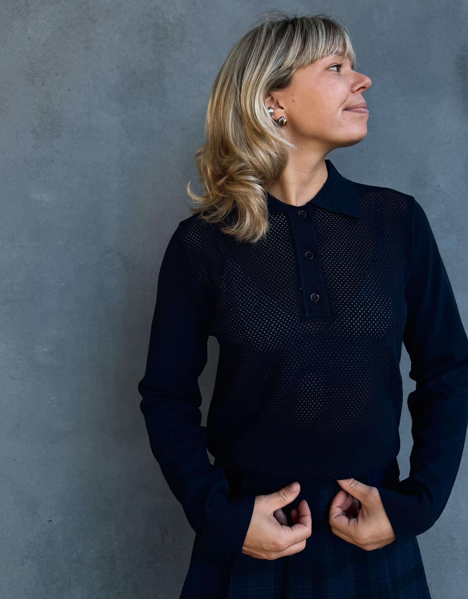 Lollys Laundry Polo Knit 'Opal' - Dark Blue - Lollys Laundry