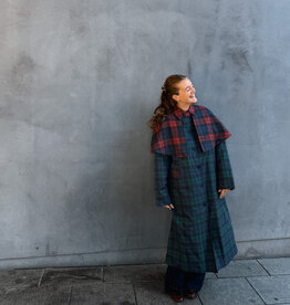 The Tiny Big Sister Trench Coat 'Check' - Deep Blue/Dark Green - The Tiny Big Sister