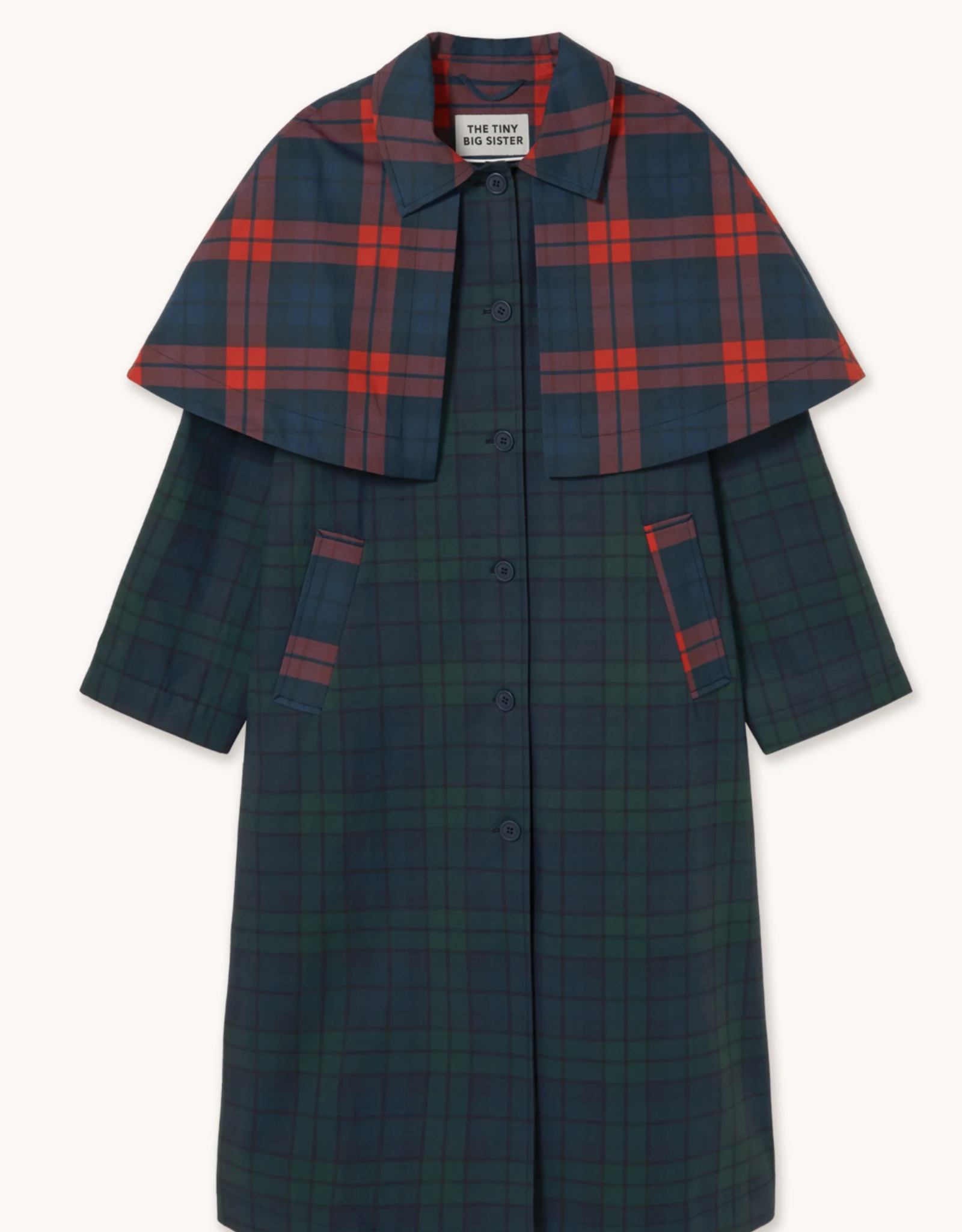 The Tiny Big Sister Trench Coat 'Check' - Deep Blue/Dark Green - The Tiny Big Sister