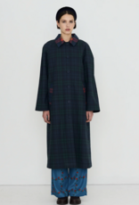 The Tiny Big Sister Trench Coat 'Check' - Deep Blue/Dark Green - The Tiny Big Sister