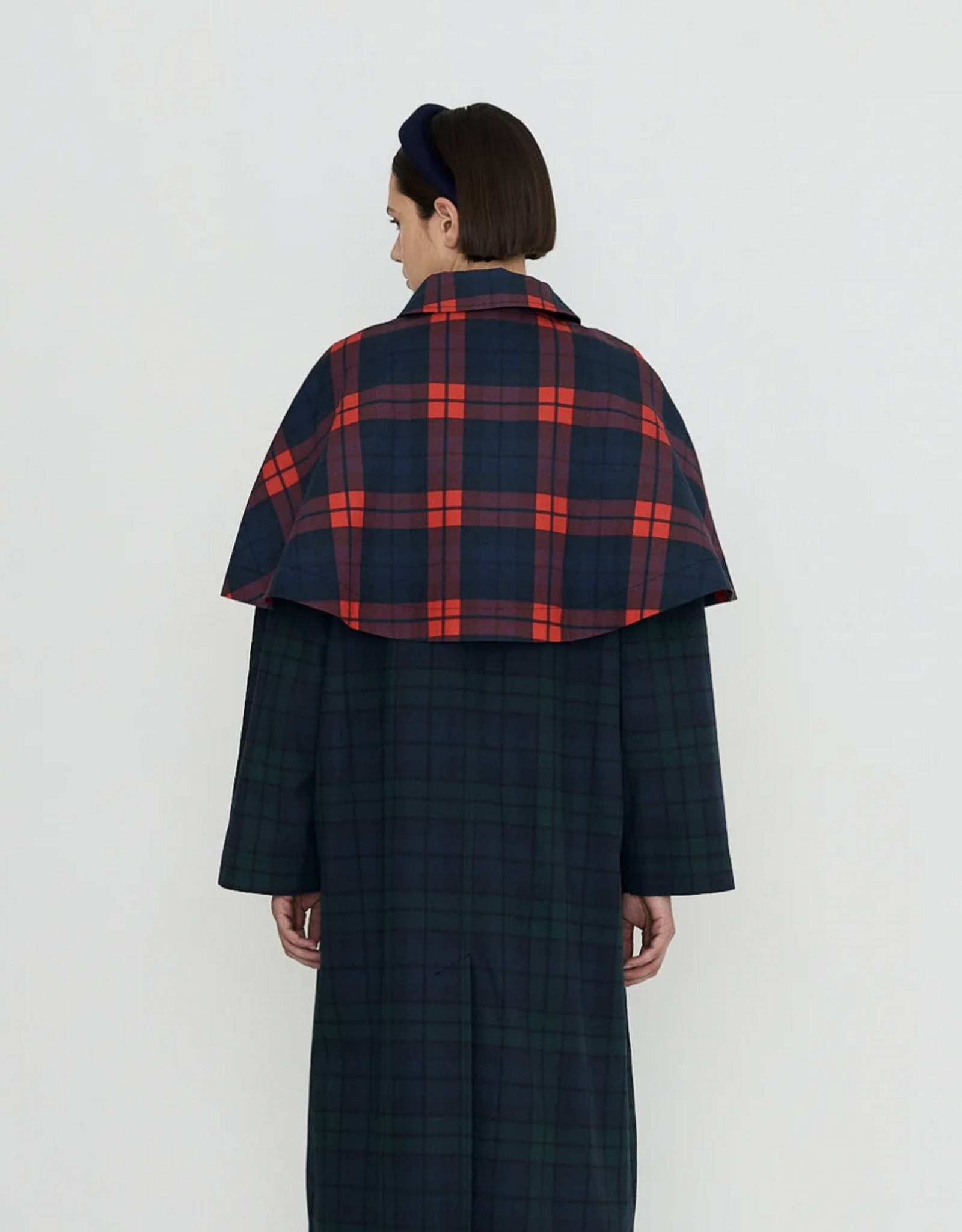 The Tiny Big Sister Trench Coat 'Check' - Deep Blue/Dark Green - The Tiny Big Sister