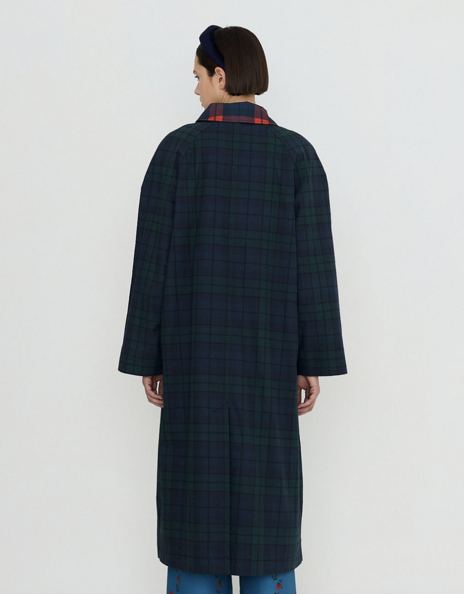 The Tiny Big Sister Trench Coat 'Check' - Deep Blue/Dark Green - The Tiny Big Sister